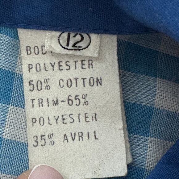 Leisure Jacket 70sVintage Activa Blue Sz 12 plaid contrast ( missing buttons) - Picture 12 of 14
